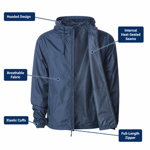 New Design Reflective Hooded Sporty Breathable Winter <b>Pullover</b> Windbreaker Polyester 220g Custom Wholesale Cheap <b>Men</b> <b>Jacket</b> - Product Image 2