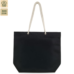 กระเป๋าผ้าแคนวาสสีดำปักลายสัตว์ทะเล ขนาด 44x35x12 ซม. 300 GSM หูหิ้วเชือก ซิปปิด  โลโก้สั่งทำได้ กระเป๋าช้อปปิ้งชายหาด ขายส่ง OEM - Product Image 5