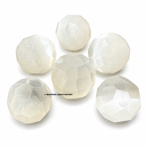 High Quality Muntaha Handmade Healing Feng Shui Faceted Selenite <b>Crystal</b> Sphere Sculpture Art Collectible Home - Product Image 3