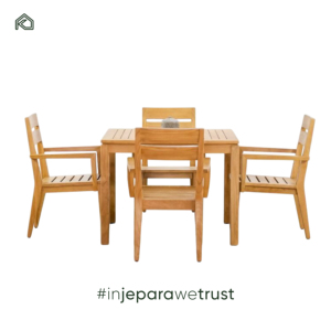 Ensemble de salle à manger d'extérieur en teck massif, fait main, moderne, écologique, confortable, pour jardin, patio, restaurant, hôtel, villa, mobilier OEM - Product Image 2