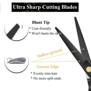 ชุดกรรไกรตัดผมเคลือบสีดำ ขนาด 6.5 นิ้ว คุณภาพดีเยี่ยม คมกริบ พร้อมหวีและคลิปหนีบผม บรรจุในกล่อง - Product Image 3