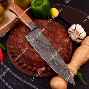 Couteau de chef professionnel en acier Damas de qualité industrielle, manche intégral, bois + époxy, ambidextre, 8 pouces - Product Image 2