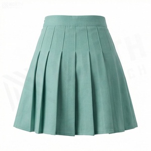 Minifalda Plisada para Mujer, Color Sólido, Cintura Regular, Tejido de Tela, Estilo para Todas las Temporadas - Product Image 2