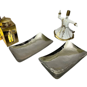 Vintage Design Table Accessory Prime Quality <b>Large</b> Side Hammered Stainless Steel Serving <b>Tray</b> With White Mother Of Pearl Handles - Product Image 3