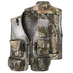 Gilet de pêche multifonctionnel en maille pour l'extérieur, imperméable, multi-poches, avec design de sublimation forestière - Product Image 1