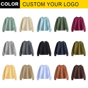 Oversized Crew Neck Sweatshirt Solid Color Knitted <b>Pullover</b> Unisex Casual Autumn Wear Regular Length - Product Image 3