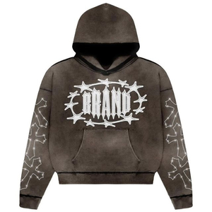 Conjuntos de Sudadera con Capucha y Pantalones Cortos de Felpa de Algodón de Alta Calidad para Hombre 2026, con Logotipo Personalizado, Conjuntos de 2 Piezas con Efecto Lavado Ácido - Product Image 4
