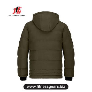 Chaqueta Acolchada con Capucha para Hombre, Estilo Casual de Invierno, Cierre de Cremallera, Relleno Grueso de Poliéster, Color Sólido, Corte Regular - Product Image 2
