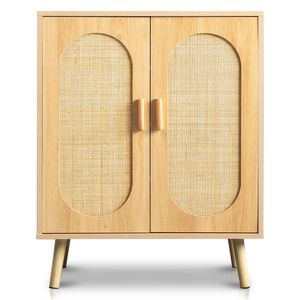 Zapatero de Ratán con Puertas Dobles y Estantes Ajustables para Sala de Estar, Dormitorio y Pasillo - Product Image 2