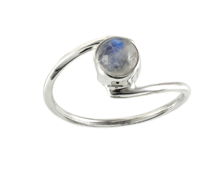 Bague en argent sterling 925 avec pierre de lune, sertissage clos, style minimaliste, pour usage quotidien, bague en pierre précieuse pour femme - Product Image 1
