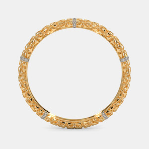 Geometric Lattice Diamond Gold <b>Bangle</b> <b>Bracelet</b> - Product Image 4
