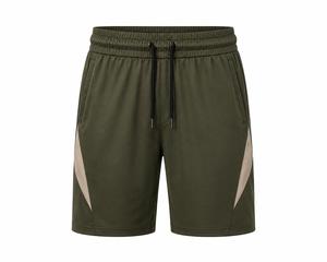 Shorts Bermuda Homme Vert Olive Séchage Rapide Écologique Respirant Taille à Cordon Coupe Décontractée Poches Logo Tricoté sur le Devant - Product Image 1