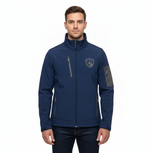 Chaqueta de Forro Polar para Hombre, Color Azul Marino, Cuello Alto, Cierre de Cremallera, Logotipo Bordado, Estilo Casual para Otoño, Resistente al Viento, Corte Regular - Product Image 3