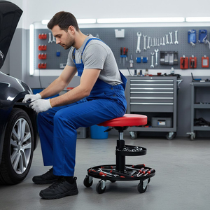 Portable Lift Chair Pneumatic <b>Stool</b> with Tool Tray Storage <b>Adjustable</b> <b>Height</b> Garage Creeper Tools Waterproof Durable GAPGAR029 - Product Image 3