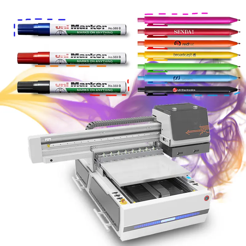 LingyaUV impressora 6090 caneta marcador acrílico UV impressora pequena UV impressora plana A1 XP600 I1600 I3200 cabeça de impressão cor branca verniz