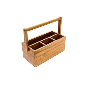 Organisateur de couverts en bois fait main, support rustique naturel pour ustensiles de cuisine, rangement de cuillères, fourchettes et couteaux - Product Image 3