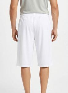 Pantalones Cortos Bermuda de Algodón Blanco Sólido para Hombre con Cierre de Cordón, Estilo Casual - Product Image 5