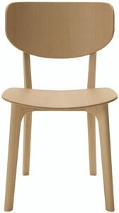 Chaise de salle à manger moderne en teck massif avec pieds coniques, chaise rembourrée pour hôtel, restaurant, café, salle à manger - Product Image 1