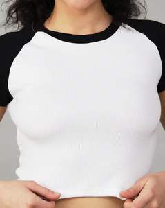 Camiseta Corta de Estilo Dulce para Verano, Ajustada, de Seda Láctea, Manga Corta, para Chicas Modernas - Product Image 1