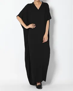 Women Black V-Neck Cotton Linen Maxi <b>Dress</b> With Short Sleeve <b>Loose</b> Fit Summer Boho Style Casual Daily Wear - Product Image 5