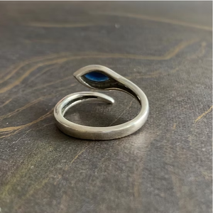 Wholesale Minimalist 925 <b>Sterling</b> <b>Silver</b> <b>Ring</b> Open <b>Adjustable</b> Marquise Blue Gemstone Custom Jewelry for Women - Product Image 3