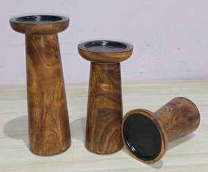 Juego de Portavelas de Madera Tallada, Estilo Antiguo, Decoración Navideña para el Hogar, Pieza Única Hecha a Mano - Product Image 2