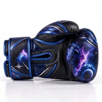 Gants de boxe Galaxy Print pour adultes, équipement d'entraînement en cuir PU avec fermeture Velcro au poignet