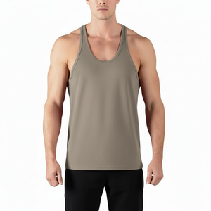 Premium Stitching Sports Running Fitness Training Racerback Undershirt Vest <b>Singlet</b> <b>Mens</b> Workout Wholesale Tank Tops 100% Cotton - Product Image 1