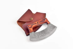 Cuchillo para Pizza de Acero de Damasco Industrial de Alta Calidad, Hecho a Mano, con Doble Hoja en Forma de Hacha - Product Image 4