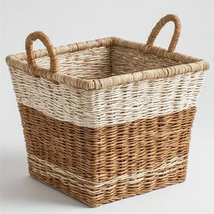 Panier de rangement en jonc de mer de qualité supérieure, écologique et durable, avec poignées, pour cuisine et salle de bain, capacité 5L, design naturel élégant - Product Image 6