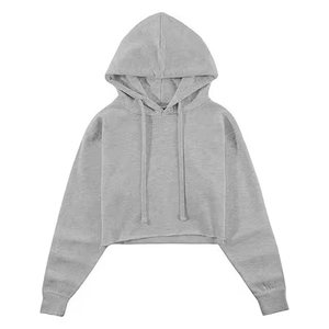 Sudadera con Capucha Corta de Felpa 100% Algodón de Alto Gramaje, Personalizada con Logo Frontal para Mujer, Estilo Crop, Tipo Pullover - Product Image 6
