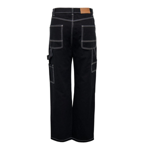 Custom Women's Cargo Pant for Winter Distressed Blue <b>Denim</b> Jeans with Lace-up Decoration Loose <b>Stretch</b> Pants for Ladies - Product Image 4