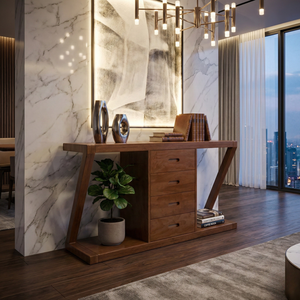 Estantería en Forma de Z de Madera Contrachapada de Pino Americano, Diseño Moderno e Informal para Sala de Estar o Dormitorio - Product Image 5