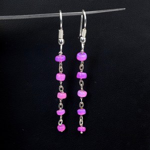 Natural Pink Ethiopian Welo <b>Opal</b> Beaded <b>Earrings</b>, 925 Silver , Natural Rainbow Gemstone - Product Image 2