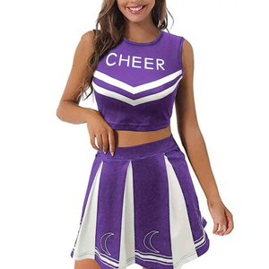 Costume de pom-pom girl personnalisé et confortable sans manches pour femmes, tissu en polyester imprimé de haute qualité pour la danse et les spectacles sur scène - Product Image 1