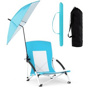 Set di 2 Sedie da Spiaggia Blu per Adulti con Parasole Regolabile, Sedia Portatile Leggera e Resistente per Attività all'Aperto - Product Image 1