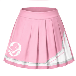 Pink White Sublimated Cheer <b>Long</b> Sleeve Uniform Set <b>Pleated</b> <b>Skirt</b> Athletic Team Sportswear Training Practice Performance - Product Image 5