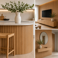 Paneles de tambor de madera maciza flexibles, hojas de madera decorativas para exteriores, revestimiento de paredes de armarios, diseño de muebles interiores a prueba de moho