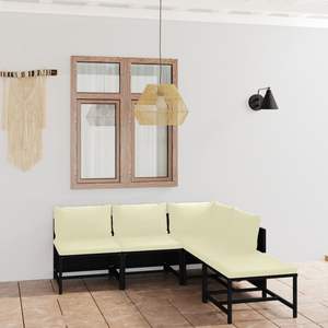 Set Lounge da Giardino Nero e Bianco Crema - Product Image 1