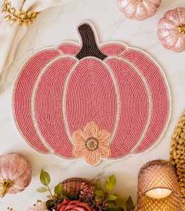 Mantel Individual Floral de Calabaza Rosa Tejido a Mano, Ecológico, de Poliéster/Algodón, Elegante Decoración de Mesa para Otoño - Product Image 4