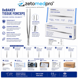Pinzas para tejidos DeBAKEY, ancho de mandíbula 2mm o 3mm, instrumento quirúrgico vascular atraumático ZETOMEDPRO - Product Image 5