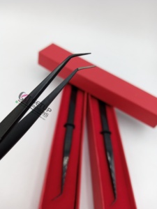 Professionnel nouveau Plasma noir 45 degrés mince fibre droite Nano pointe en acier inoxydable Extension de cils pince à épiler Instrument de beauté - Product Image 5