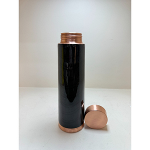 Bouteille d'eau en cuivre pur pour les bienfaits ayurvédiques, revêtement en poudre noire mate, vaisselle de luxe pour le yoga, la salle de sport et le bureau - Product Image 4