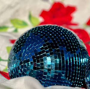 Handmade Cobalt Blue Disco <b>Ball</b> Hand Tiled <b>Mirror</b> Sphere Deep Sapphire Blue Reflective Tabletop Accent Decor Modern Glam Home - Product Image 5