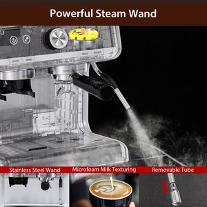 Machine à expresso semi-automatique, pression de 20 bars, 30 réglages de mouture, buse vapeur pour mousse de lait - Product Image 6