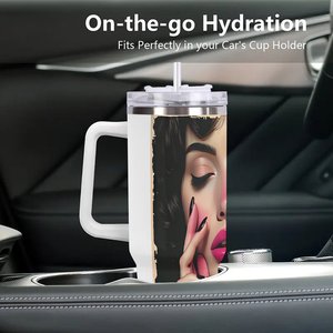 Stainless Steel Tumbler 40oz Double Wall Insulated Travel Mug With Handle For <b>Coffee</b> Tea Hot Cold Drinks - Product Image 3