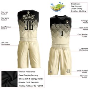 Conjunto de Camiseta de Voleibol sin Mangas con Estampado por Transferencia de Calor Personalizado, Degradado Negro y Dorado, Poliéster que Absorbe la Humedad, Cintura Elástica, Secado Rápido - Product Image 1