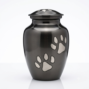 Urna de cremación para mascotas de estaño y latón con huellas de pata plateadas, urnas conmemorativas clásicas para guardar recuerdos, venta al por mayor, ataúd funerario para cenizas de perros y gatos - Product Image 3