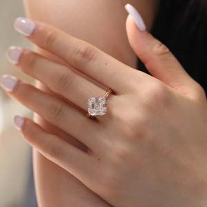แหวนเพชรโซลิแทร์ประดับเพชร14K 18K ประดับเพชรแบบเรียบง่ายสำหรับห้องปฏิบัติการ - Product Image 1