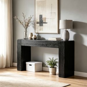 Modern Farmhouse Long <b>Console</b> <b>Table</b> Outdoor Use Solid Wood with Luxury Marble Finish <b>for</b> <b>Entry</b> Warehouse Home Apartment Hotel - Product Image 1